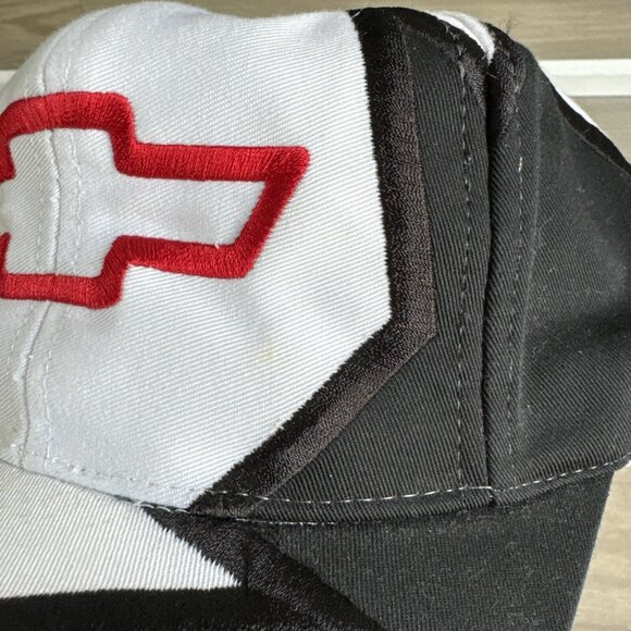 Vintage Chevrolet Shark‎ Tooth Strapback Hat Chevy Baseball Cap 90s White Black - Picture 12 of 12